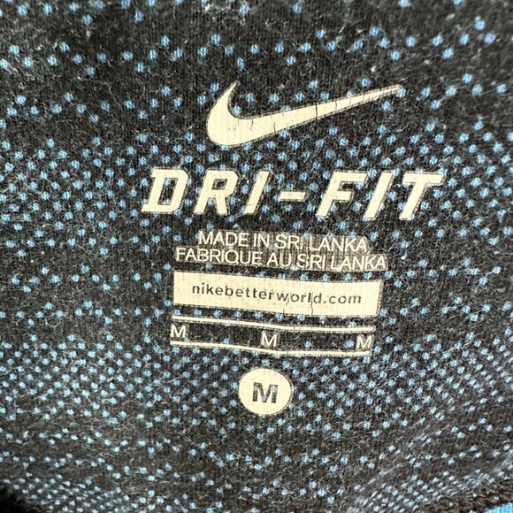 Nike Dri Fit Pants Womens Medium Blue Stripe Stretch Compression Run Yoga Crop - Picture 6 of 7